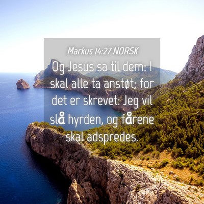 Picture 04 - Markus 14:27 NORSK - Og Jesus sa til dem: I skal alle ta anstøt; for - Bible Verse Picture
