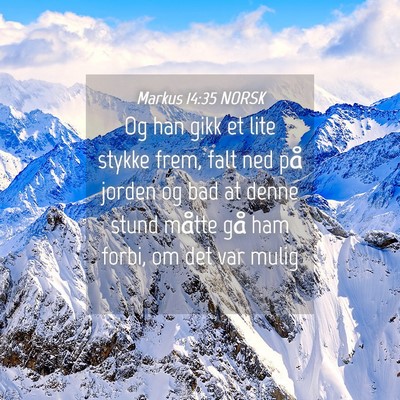 Picture 04 - Markus 14:35 NORSK - Og han gikk et lite stykke frem, falt ned på - Bible Verse Picture