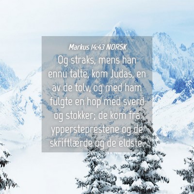 Picture 04 - Markus 14:43 NORSK - Og straks, mens han ennu talte, kom Judas, en av - Bible Verse Picture