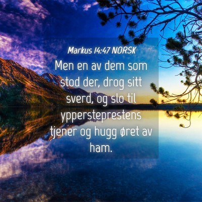 Picture 04 - Markus 14:47 NORSK - Men en av dem som stod der, drog sitt sverd, og - Bible Verse Picture