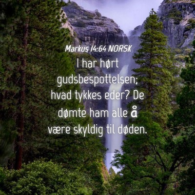 Picture 04 - Markus 14:64 NORSK - I har hørt gudsbespottelsen; hvad tykkes eder? - Bible Verse Picture