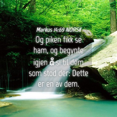 Picture 04 - Markus 14:69 NORSK - Og piken fikk se ham, og begynte igjen å si til - Bible Verse Picture