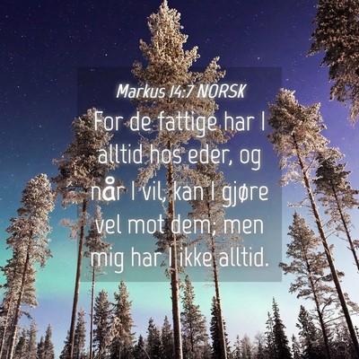 Picture 04 - Markus 14:7 NORSK - For de fattige har I alltid hos eder, og når I - Bible Verse Picture