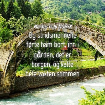 Picture 04 - Markus 15:16 NORSK - Og stridsmennene førte ham bort, inn i gården, - Bible Verse Picture