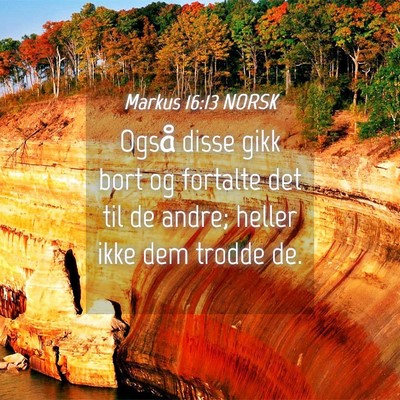 Picture 04 - Markus 16:13 NORSK - Også disse gikk bort og fortalte det til de - Bible Verse Picture