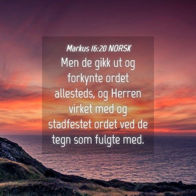 Picture 04 - Markus 16:20 NORSK - Men de gikk ut og forkynte ordet allesteds, og - Bible Verse Picture