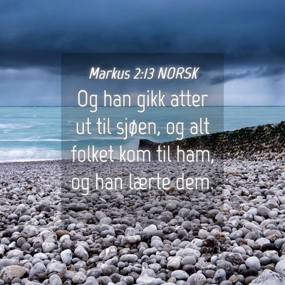 Picture 04 - Markus 2:13 NORSK - Og han gikk atter ut til sjøen, og alt folket - Bible Verse Picture