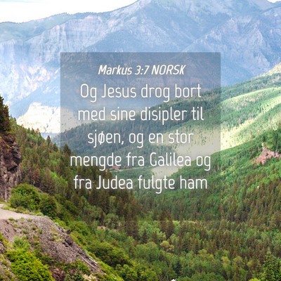 Picture 04 - Markus 3:7 NORSK - Og Jesus drog bort med sine disipler til sjøen, - Bible Verse Picture