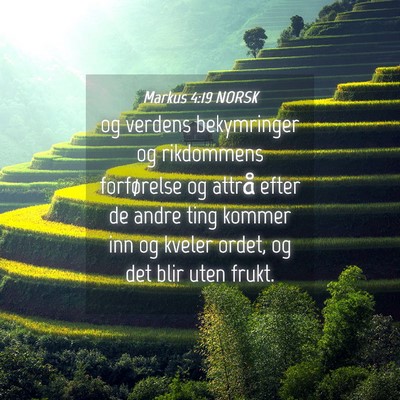Picture 04 - Markus 4:19 NORSK - og verdens bekymringer og rikdommens forførelse - Bible Verse Picture