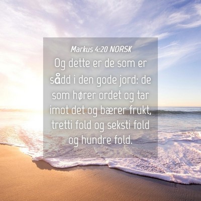 Picture 04 - Markus 4:20 NORSK - Og dette er de som er sådd i den gode jord: de - Bible Verse Picture