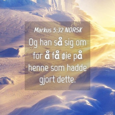 Picture 04 - Markus 5:32 NORSK - Og han så sig om for å få øie på henne som - Bible Verse Picture