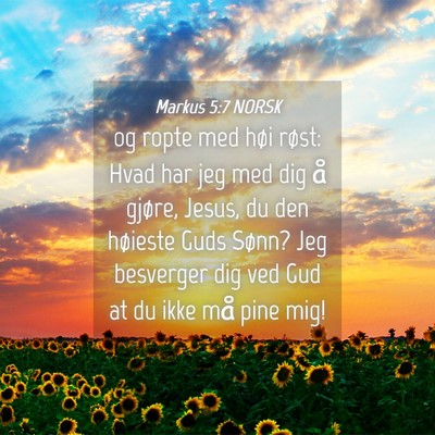 Picture 04 - Markus 5:7 NORSK - og ropte med høi røst: Hvad har jeg med dig å - Bible Verse Picture