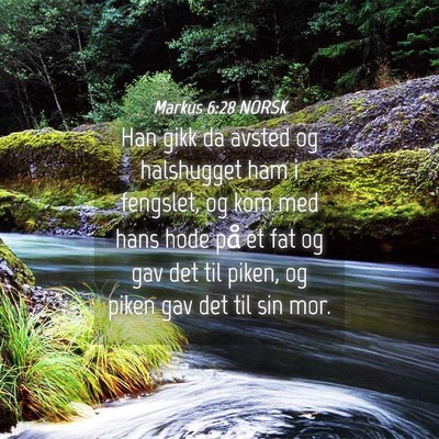 Picture 04 - Markus 6:28 NORSK - Han gikk da avsted og halshugget ham i fengslet, - Bible Verse Picture