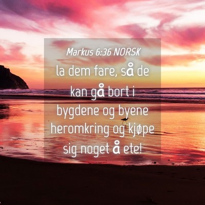 Picture 04 - Markus 6:36 NORSK - la dem fare, så de kan gå bort i bygdene og - Bible Verse Picture
