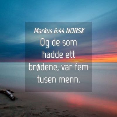 Picture 04 - Markus 6:44 NORSK - Og de som hadde ett brødene, var fem tusen - Bible Verse Picture