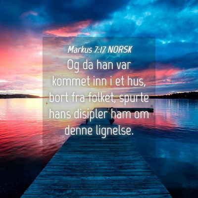 Picture 04 - Markus 7:17 NORSK - Og da han var kommet inn i et hus, bort fra - Bible Verse Picture