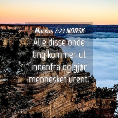 Picture 04 - Markus 7:23 NORSK - Alle disse onde ting kommer ut innenfra og gjør - Bible Verse Picture