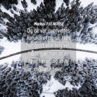 Picture 04 - Markus 7:37 NORSK - Og de var overvettes forundret og sa: Han har - Bible Verse Picture