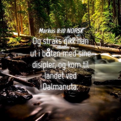 Picture 04 - Markus 8:10 NORSK - Og straks gikk han ut i båten med sine disipler, - Bible Verse Picture