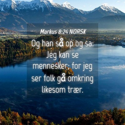 Picture 04 - Markus 8:24 NORSK - Og han så op og sa: Jeg kan se mennesker; for - Bible Verse Picture