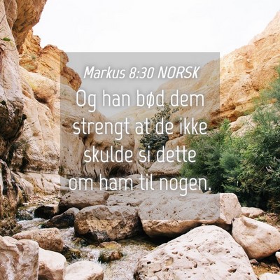 Picture 04 - Markus 8:30 NORSK - Og han bød dem strengt at de ikke skulde si - Bible Verse Picture