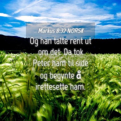 Picture 04 - Markus 8:32 NORSK - Og han talte rent ut om det. Da tok Peter ham til - Bible Verse Picture