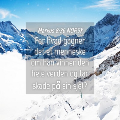 Picture 04 - Markus 8:36 NORSK - For hvad gagner det et menneske om han vinner den - Bible Verse Picture