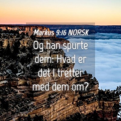 Picture 04 - Markus 9:16 NORSK - Og han spurte dem: Hvad er det I tretter med dem - Bible Verse Picture