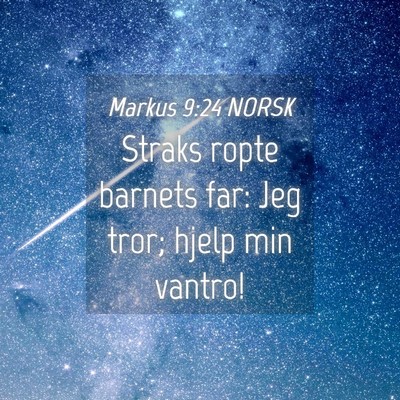 Picture 04 - Markus 9:24 NORSK - Straks ropte barnets far: Jeg tror; hjelp min - Bible Verse Picture