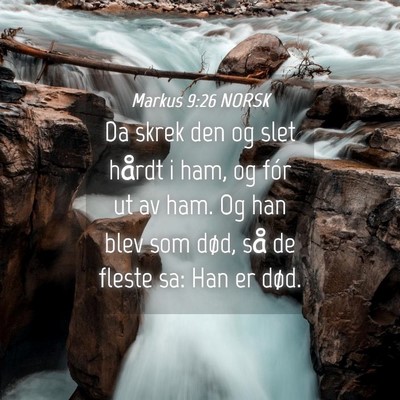 Picture 04 - Markus 9:26 NORSK - Da skrek den og slet hårdt i ham, og fór ut av - Bible Verse Picture