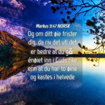 Picture 04 - Markus 9:47 NORSK - Og om ditt øie frister dig, da riv det ut! det - Bible Verse Picture