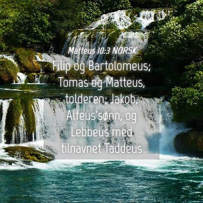 Picture 04 - Matteus 10:3 NORSK - Filip og Bartolomeus; Tomas og Matteus, tolderen; - Bible Verse Picture