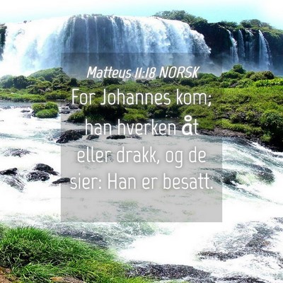 Picture 04 - Matteus 11:18 NORSK - For Johannes kom; han hverken åt eller drakk, og - Bible Verse Picture