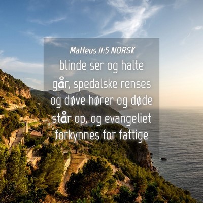 Picture 04 - Matteus 11:5 NORSK - blinde ser og halte går, spedalske renses og - Bible Verse Picture