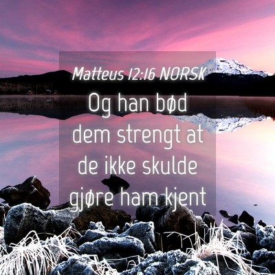 Picture 04 - Matteus 12:16 NORSK - Og han bød dem strengt at de ikke skulde gjøre - Bible Verse Picture