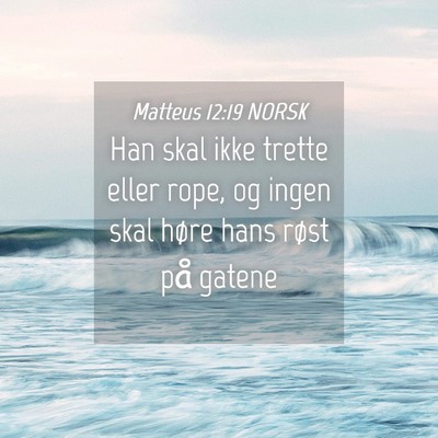 Picture 04 - Matteus 12:19 NORSK - Han skal ikke trette eller rope, og ingen skal - Bible Verse Picture