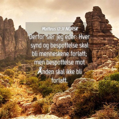 Picture 04 - Matteus 12:31 NORSK - Derfor sier jeg eder: Hver synd og bespottelse - Bible Verse Picture