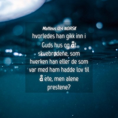 Picture 04 - Matteus 12:4 NORSK - hvorledes han gikk inn i Guds hus og åt - Bible Verse Picture