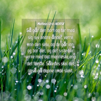 Picture 04 - Matteus 12:45 NORSK - Så går den bort og tar med sig syv andre - Bible Verse Picture