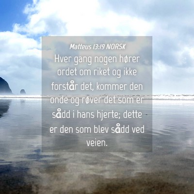 Picture 04 - Matteus 13:19 NORSK - Hver gang nogen hører ordet om riket og ikke - Bible Verse Picture