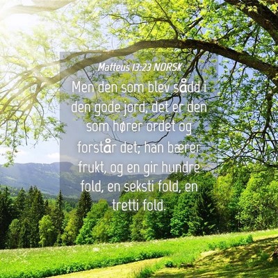 Picture 04 - Matteus 13:23 NORSK - Men den som blev sådd i den gode jord, det er - Bible Verse Picture