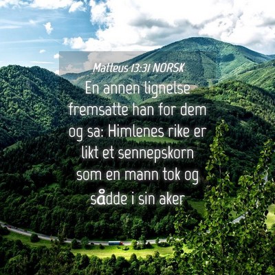 Picture 04 - Matteus 13:31 NORSK - En annen lignelse fremsatte han for dem og sa: - Bible Verse Picture