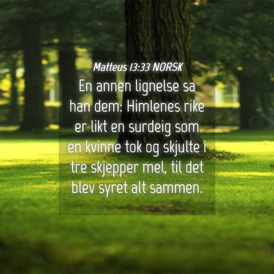 Picture 04 - Matteus 13:33 NORSK - En annen lignelse sa han dem: Himlenes rike er - Bible Verse Picture