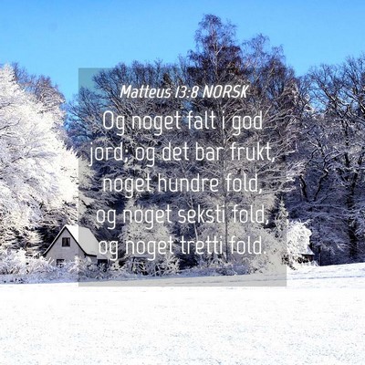 Picture 04 - Matteus 13:8 NORSK - Og noget falt i god jord; og det bar frukt, noget - Bible Verse Picture