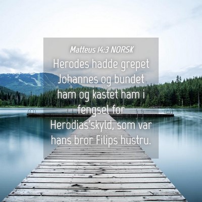 Picture 04 - Matteus 14:3 NORSK - Herodes hadde grepet Johannes og bundet ham og - Bible Verse Picture