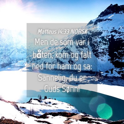 Picture 04 - Matteus 14:33 NORSK - Men de som var i båten, kom og falt ned for ham - Bible Verse Picture