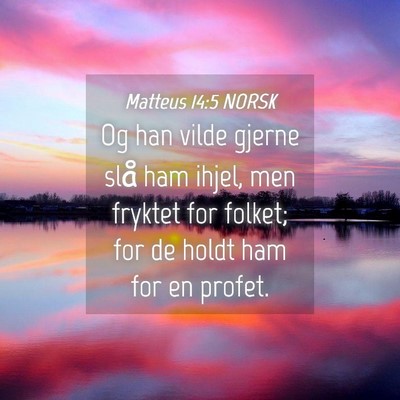 Picture 04 - Matteus 14:5 NORSK - Og han vilde gjerne slå ham ihjel, men fryktet - Bible Verse Picture