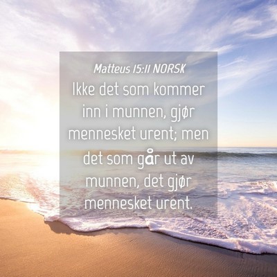 Picture 04 - Matteus 15:11 NORSK - Ikke det som kommer inn i munnen, gjør mennesket - Bible Verse Picture