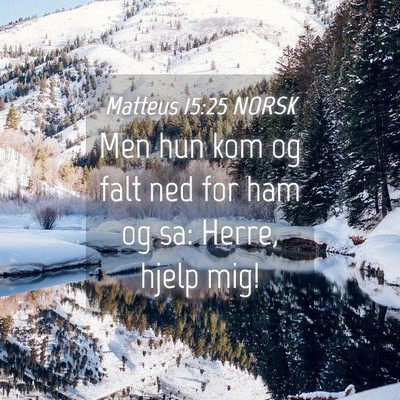 Picture 04 - Matteus 15:25 NORSK - Men hun kom og falt ned for ham og sa: Herre, - Bible Verse Picture