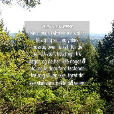 Picture 04 - Matteus 15:32 NORSK - Men Jesus kalte sine disipler til sig og sa: Jeg - Bible Verse Picture